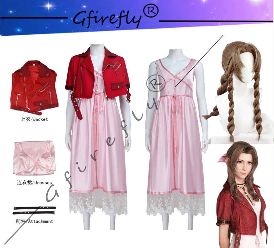 Game Final Fantasy VII Aerith  - Cosplay Wig Colored บทวิจารณ์และราคา