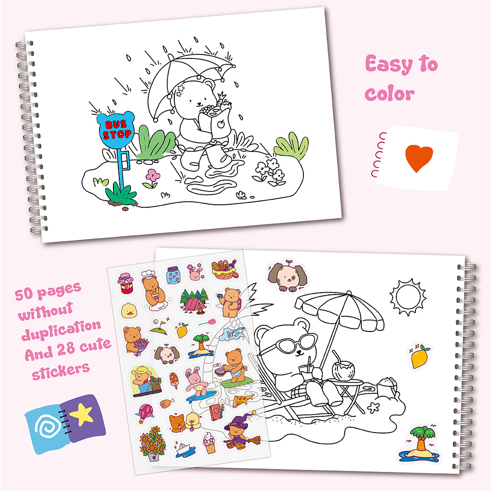 Adorable Bear Coloring Book Se - Sticker Sheet Set บทวิจารณ์และราคา