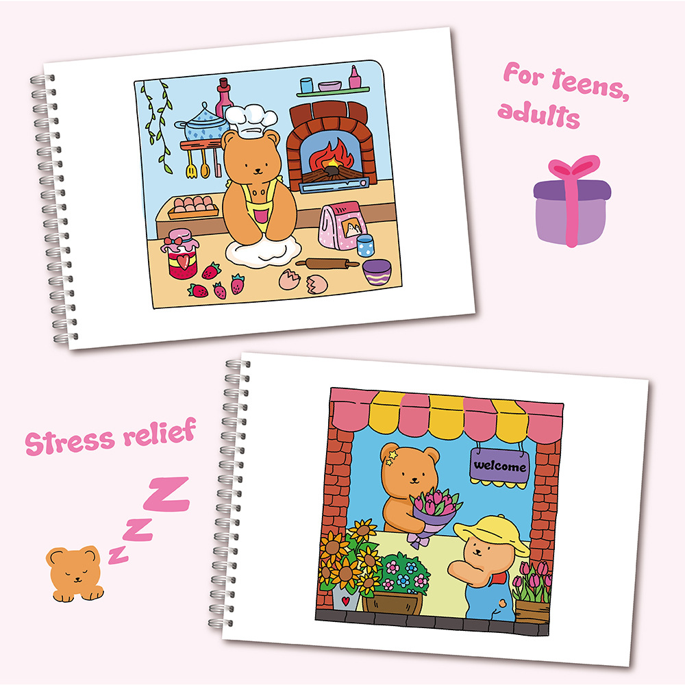 Adorable Bear Coloring Book Se - Sticker Sheet Set บทวิจารณ์และราคา