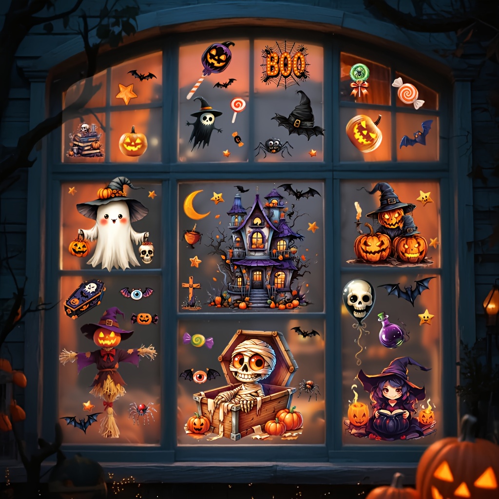 10 Sheets 3D Halloween Window  - Sticker Sheet Set บทวิจารณ์และราคา