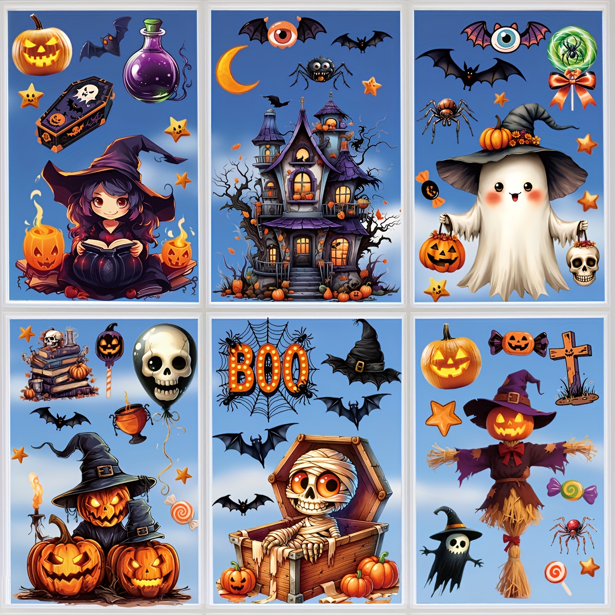 10 Sheets 3D Halloween Window  - Sticker Sheet Set บทวิจารณ์และราคา