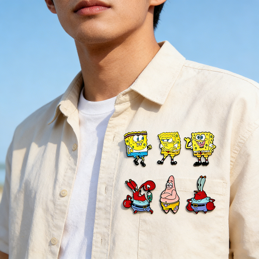 6 Pcs SpongeBob SquarePants An - Enamel Pin Set บทวิจารณ์และราคา