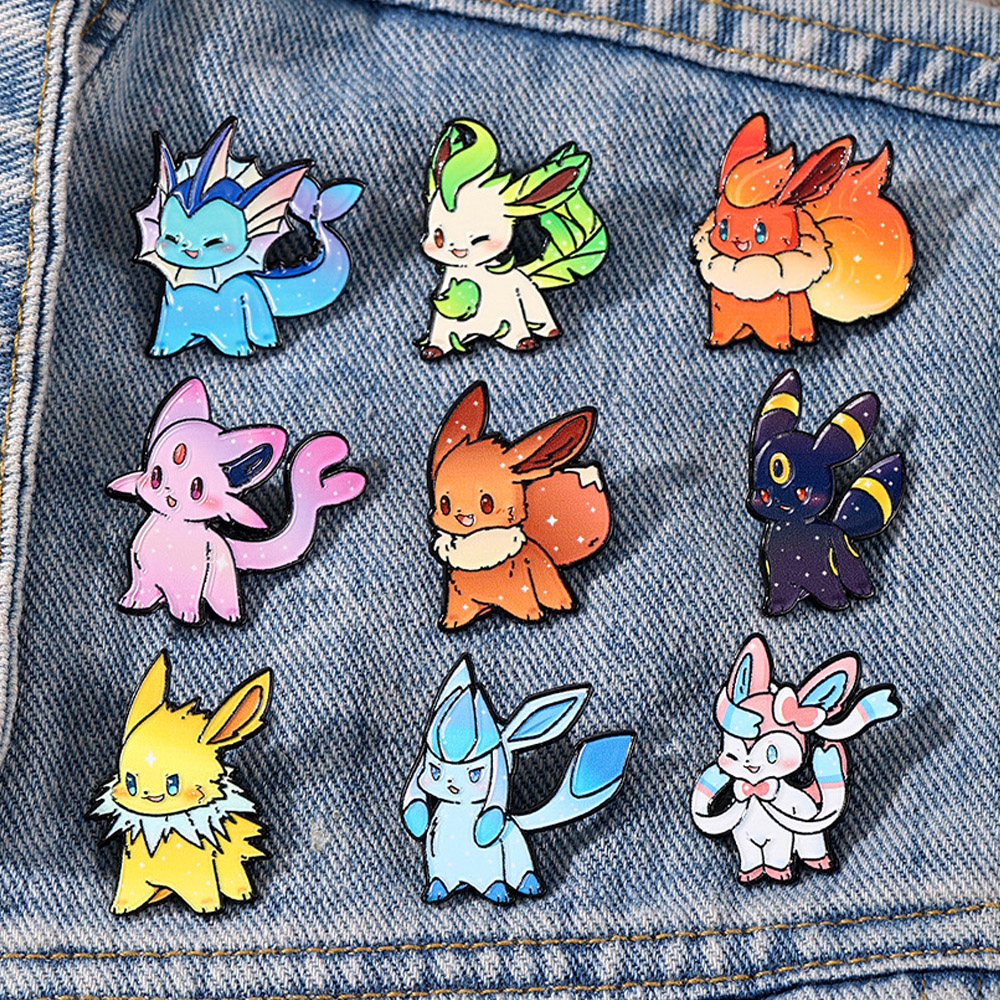 9Pcs Pokemon Eevee Flareon Ena - Enamel Pin Set บทวิจารณ์และราคา