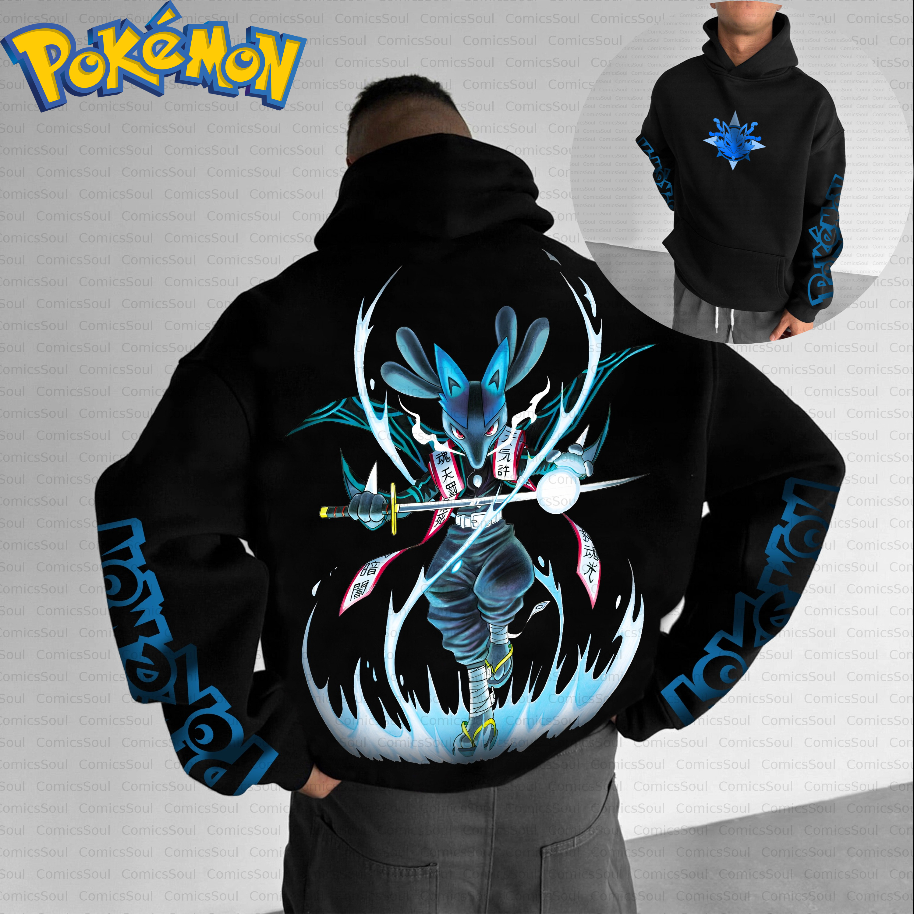 Black Cotton Pokemon Hoodie an - Anime Merch Hoodie บทวิจารณ์และราคา